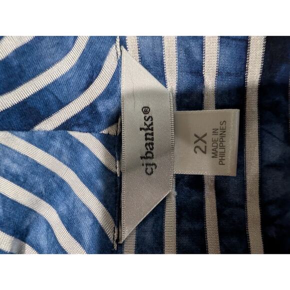 CJ Banks Cardigan Women's Plus Size 2XL Blue Open Striped 3/4 Sleeve Shirt Tunic - Picture 8 of 14